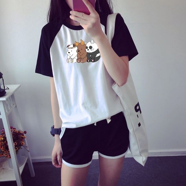 

nmkmp 2020 summer and fashion stitching raglan shorts suit girlssportswear t-shirt sleeve casual sleeve short suit t-shirt shorts uk9kr, Gray