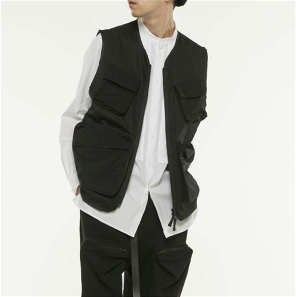

men's vests s-6xl2021 europe and america fashionable male slim pocket decoration sleeveless vest personality casual hair stylist vest1, Black;white