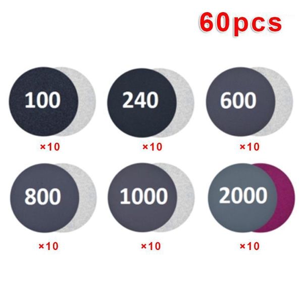 

60pcs/set 100-2000 grit wet/dry sandpaper disc hook and loop sanding pads1