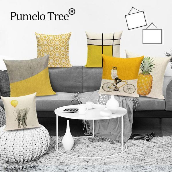 

nordic geometric decorative cushion case yellow stripe throw pillow cover pineapple home decor sofa cushions covers funda cojin1
