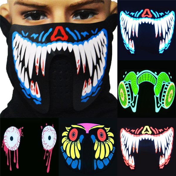 

half 1pcs fashion cool led luminous flashing face mask party event masks light up dance cosplay waterproof