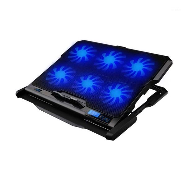 

k6 notebook radiator computer base bracket six fan board cooling adjustable speed lcd screen display1