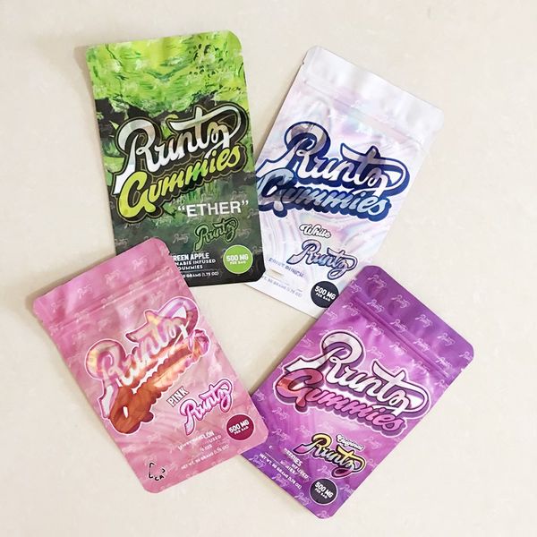 

edible packaging white runtz bag mylar bags edibles ether runtz gummies plastic zipper up design bag 4 types