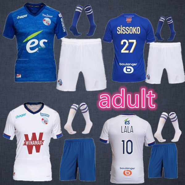 

20 21 maillot rc страсбург эльзас футбол джерси 2020 2021 футбол футболки djiku thomasson взрослые носки наборы mothiba sissoko футбол джерс, Black