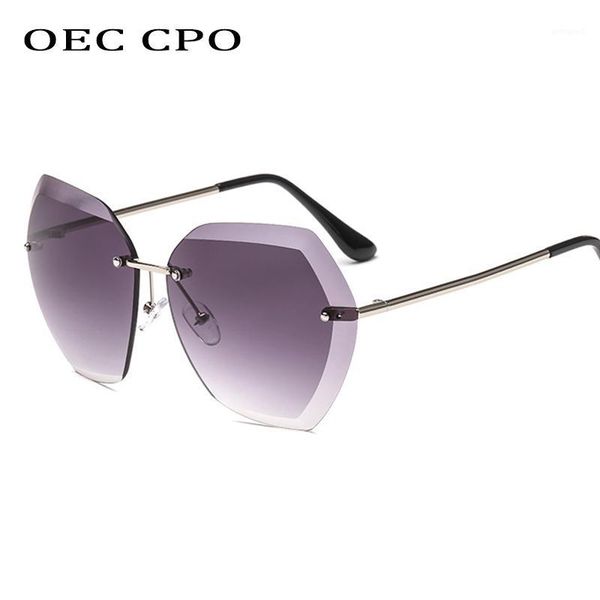 

sunglasses ladies oversized rimless women men brand design vintage sun glasses for female metal eyewear uv400 o101, White;black