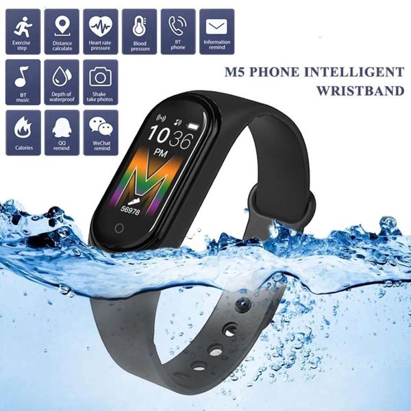

m5 smart wristband, mobile phone fitns watch, waterproof, heart rate and blood prsure c