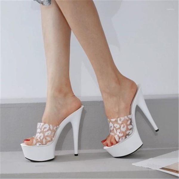 

women slipper stilettos heels super high heels 14cm waterproof fish mouth sandals transparent crystal shoes wedding shoes1, Black