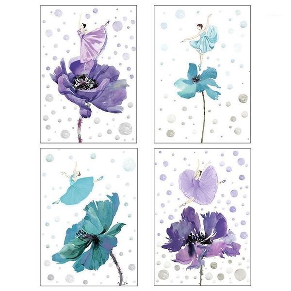 

4pcs frameless decorative hanging pictures watercolor flower printing modern wall art paintings for home living room decoration1