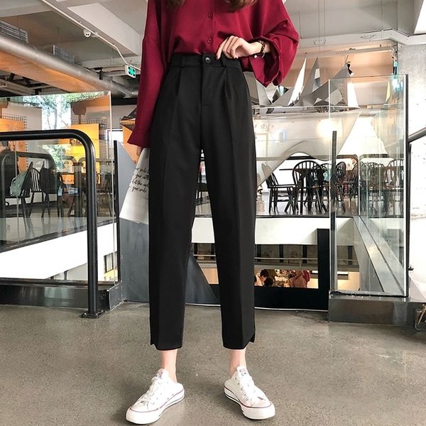 

women suit pants fashion female office lady high waist harem pant pantalon casual trousers plus size s-5xl spring summer 201031, Black;white