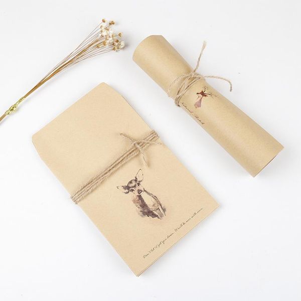 

gift wrap benifit european style south korea retro elk letter envelope grade kraftpaper writing paper simple postcard love storage1