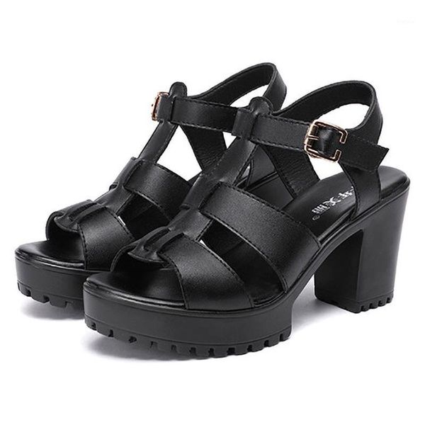 

big size 32-43 women high heels gladiator sandals open toe block heels platform shoes for ladies office work shoes new 20211, Black