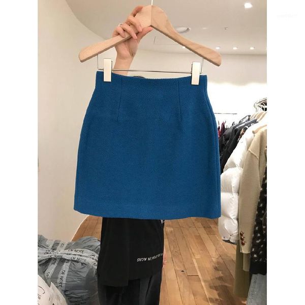 

2020 winter women's new fashion solid color all-match temperament is thin zipper half-length skirt women1, Black