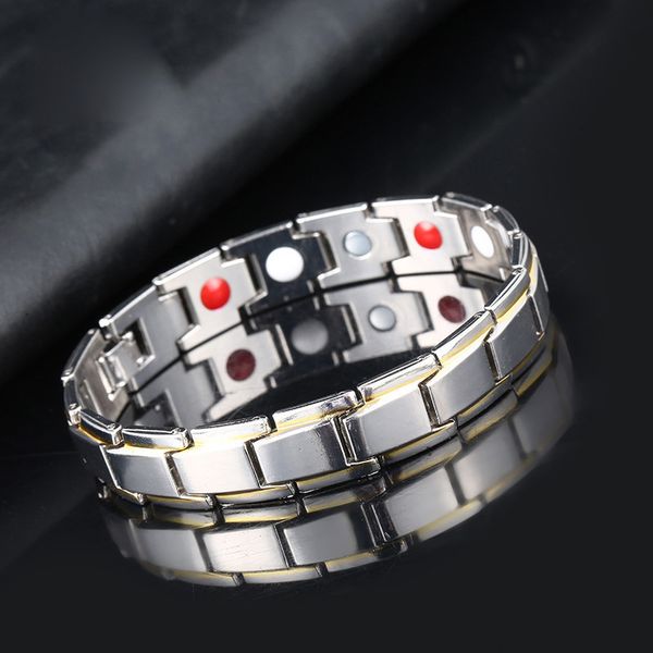 

alloy health care magnetic therapy fashion detachable lovers men's bracelet, Silver