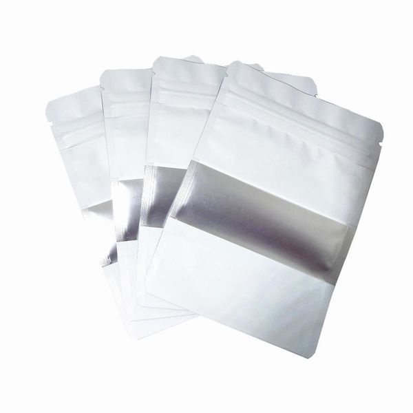 

100 шт. лот matte белая алюминиевая фольга пищевая дольжка докушка ziplock пакет пакет с окном отзывчивый милар молния чехол для закуски роз
