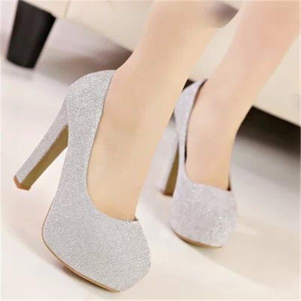 

2021 fashion new high heels ladies shallow mouth wedding party platform women shoes high-heeled shoes nightclub sequins, Black