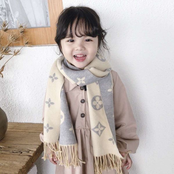 

and winter autumn new children's women's korean cashmere men's scarf boy's neck cover warm color versatile, Red;brown