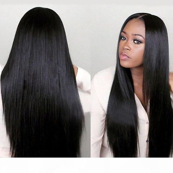 

mongolian hair straight glueless full lace wigs silky straight lace front wigs with baby hair, Black;brown