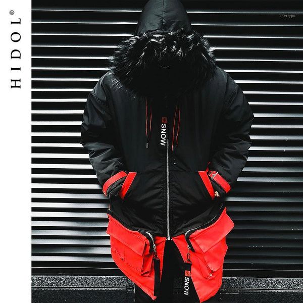 

winter thick oversize snake stripe parka coats vintage print zipper pocket retro hooded jacket men hip hop swag white1, Black