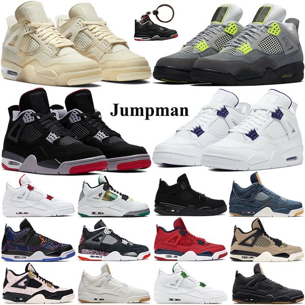 

white xsail 4 4s jumpman basketball shoes men women se neon metallic purple green orange rasta athletic sneakers black cat 2020 trainers