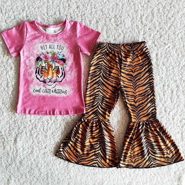 

2021 new design kids clothing girls tiger rose red outfits toddler girls clothes sets wholesale boutique girls summer outfits rts, White