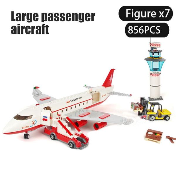 

856pcs city plane airplane building blocks sets large cargo passenger airport station figure model compatible kids toys qylujr mywjqq