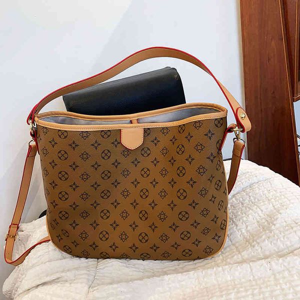 

bags handbags large capacity women's 2021 fashion sense one shoulder armpit leisure versatile messenger tote, Black;red