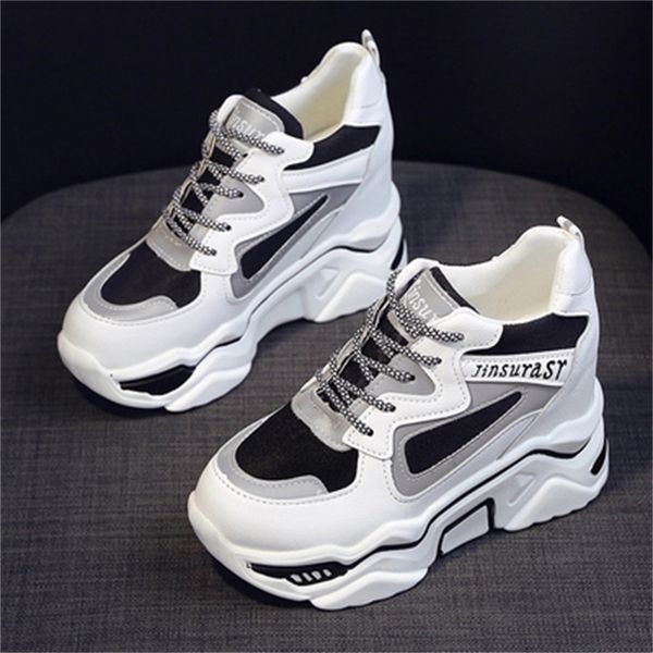 

female 2021 new autumn white mujer with women's thick growing woman's shoes ely1, Black