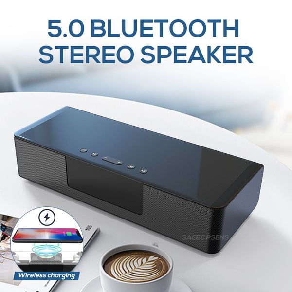 

wireless bluetooth speaker bass stereo led display fm radio hands-call smart alarm with wireless charging