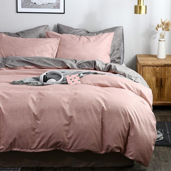 

oloey classic bedding set solid color duvet cover sets quilt covers pillowcases european size king  gray blue pink green1