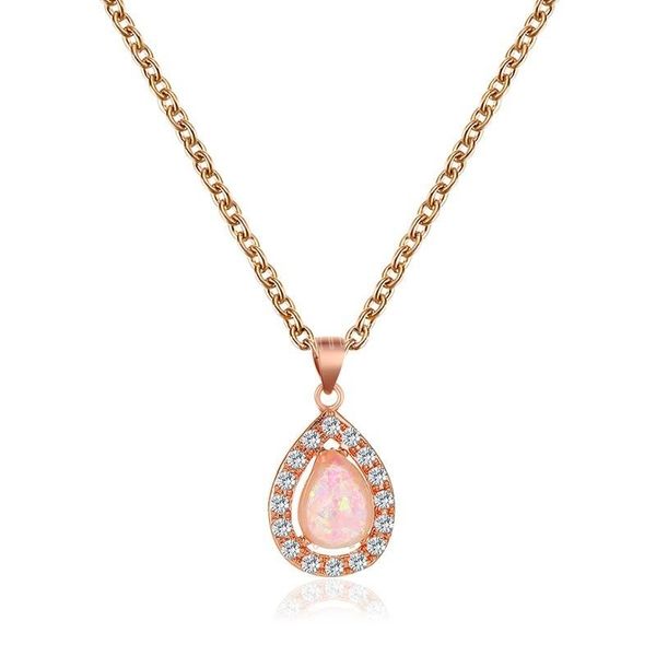 

pink crystal sweet necklace simple water drop pendant choker fashion exquisite clavicle chain jewelry women for wedding gift, Silver