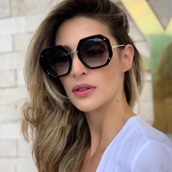 

sunglasses qpeclou 2021 vintage polygon punk women fashion big sun glasses ladies brand designer shades, White;black