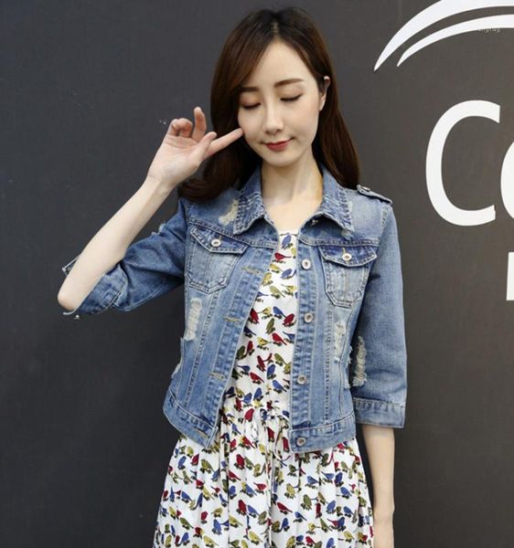 

jean jacket women cultivate one's morality 7 minutes of sleeve in the spring and autumn short jeans long-sleeved jacket1, Black;brown