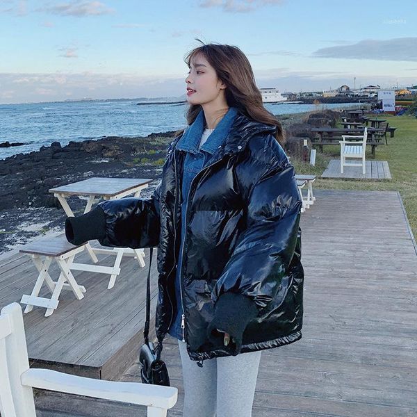 

jacket new winter 2021 bright skin short jacket women fashion lady winter coat women thick m5661, Black