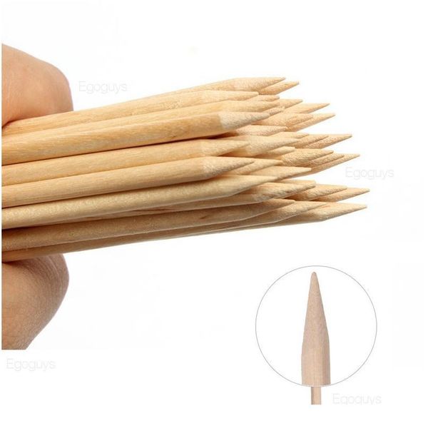 

girls dual heads nail art wood stick cuticle pusher orange wooden dead skin remover corneum remove manicure pedicure dot qylxlv