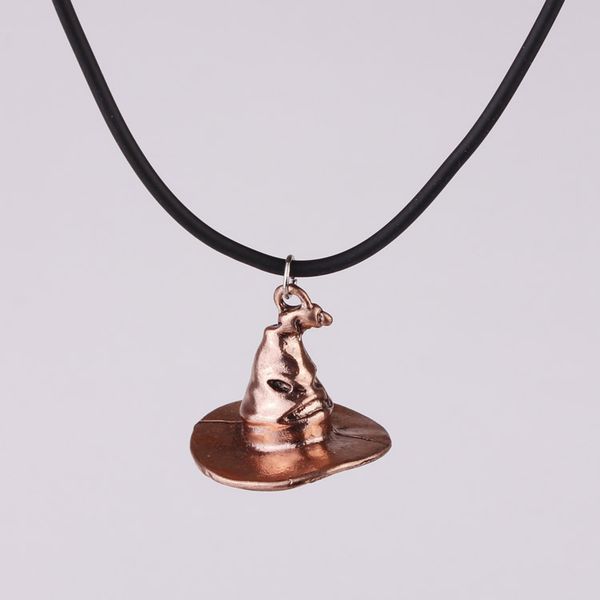 

china factory new tv surranding jewelry film trendy harry potter retro magic hat leather chain hip hop punk mens pendant necklaces, Silver