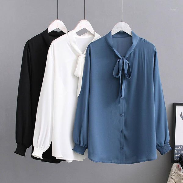 

spring summer chiffon women plus size bust 138cm 5xl 6xl 7xl 8xl long sleeve bow women white black blue colors1