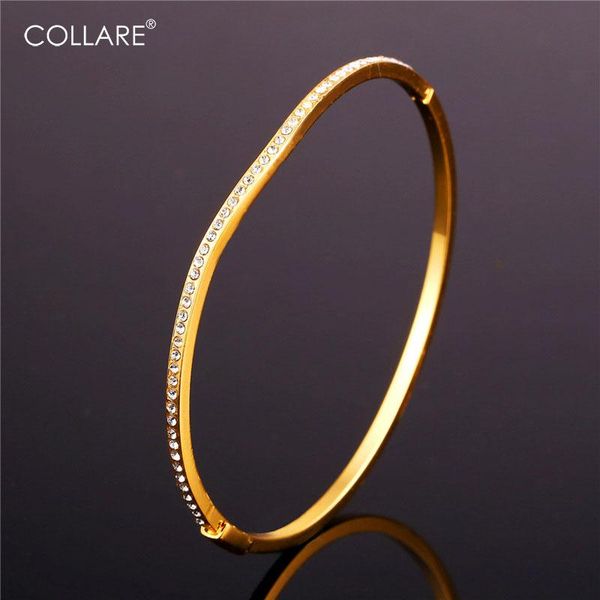

collare crystal rhinestone bangles for women jewelry wholesale gold/silver color simple design bracelets & bangles h574, Black
