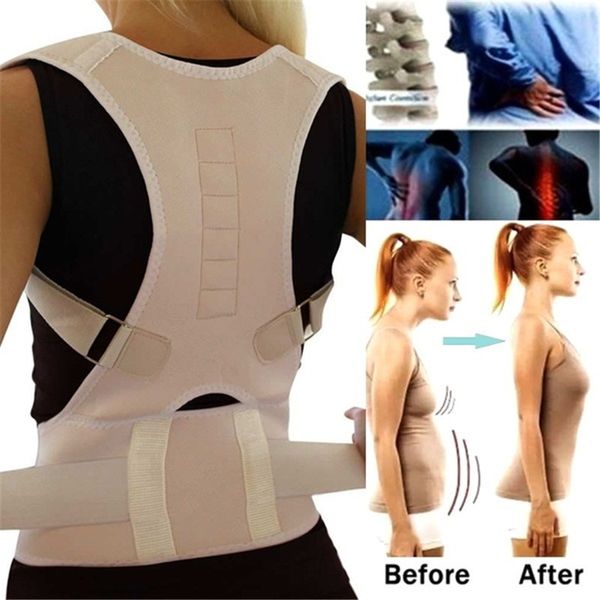 

adjustable magnetic posture back support corrector belt band belt brace shoulder lumbar strap pain relief posture waist trimmer