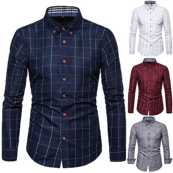 

men's plaid dress shirts male long sleeve slim fit business casual shirt clothes plus size 5xl, White;black