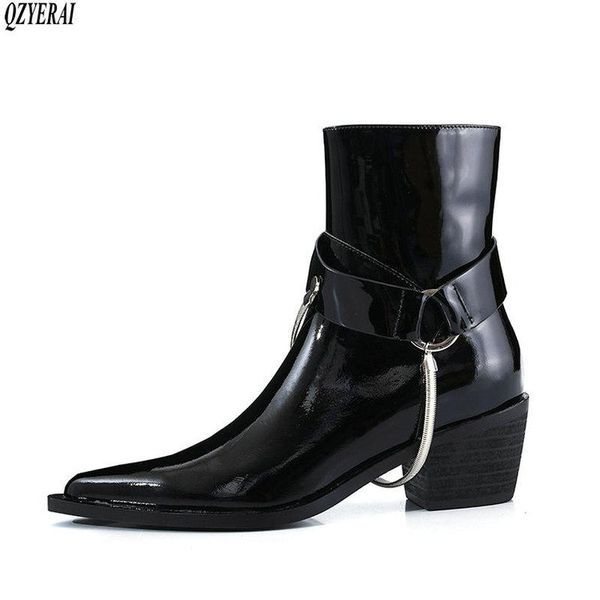

boots qzyerai style fashion genuine leather female women's cowhide autumn and winter shoes, Black