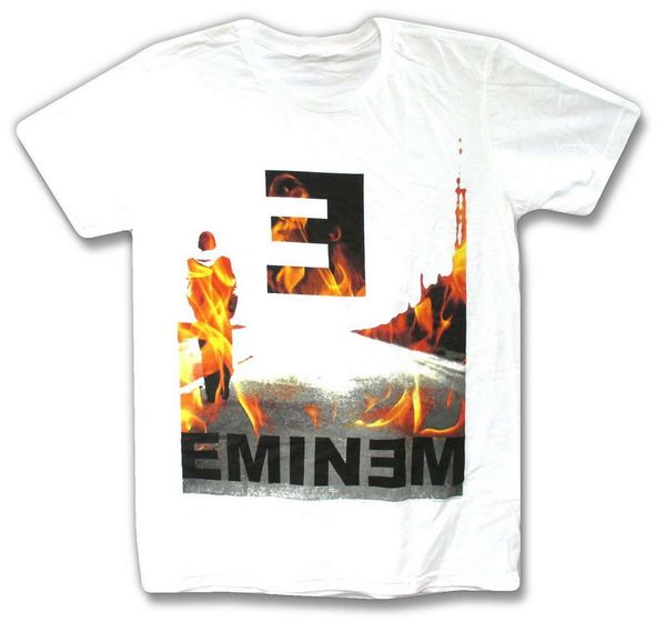 

eminem on fire white t shirt new rap music slim shady loose size ajax tee shirt sport hooded sweatshirt hoodie