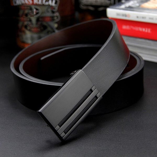 

men's genuine leather belt men cowskin belt groom formal suit trousers belt double metal buckle starp gift for men belts 201111, Black;brown