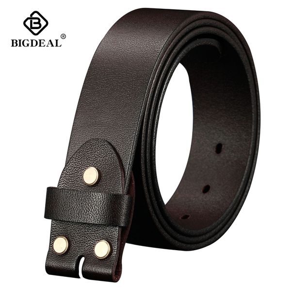 

bigdeal men's width 38mm 100% full grain genuine leather belts for men fashion brand strap vintage jeans belts without buckle y200520, Black;brown
