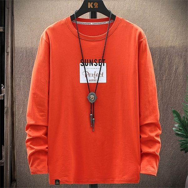 

spring autumn fashion print t-shirts men long sleeve basic tshirt male cotton tees plus size 6xl 7xl 8xl 220302, White;black