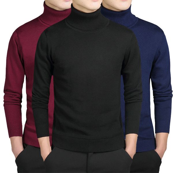 

solid turtleneck men sweater casual pullovers autumn fashion style sweater solid slim korea style fit knitwear long sleeve coat, White;black