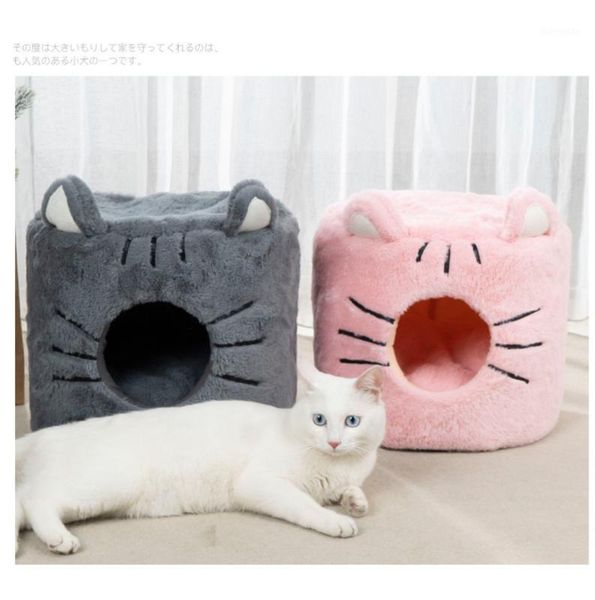 

coral velvet self-warming 2 in 1 foldable cave house shape pet sleeping bed for1