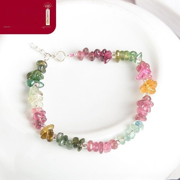 

1m7m7 радуга камень ювелирные изделия рука ювелирные изделия стиль турмалин женщин естественный s925 серебро кристалл цепь diy diy браслет к, Golden;silver