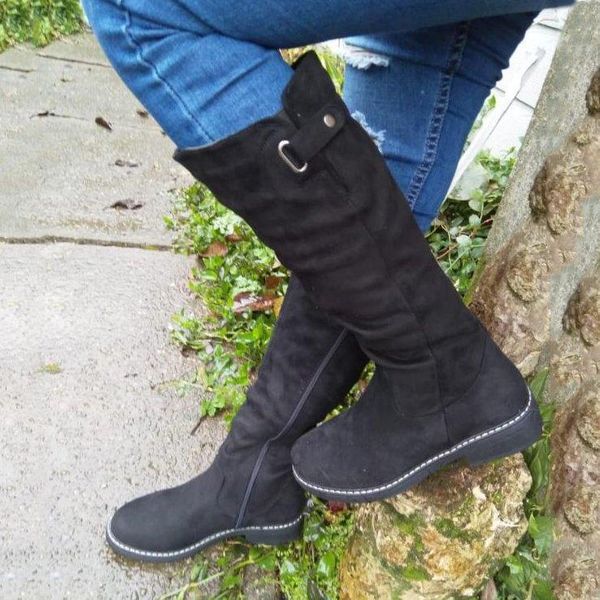 

women boots pu leather buckle retro casual womans booties gladiator low heel shoes ladies fashion botas mujer invierno tw623, Black