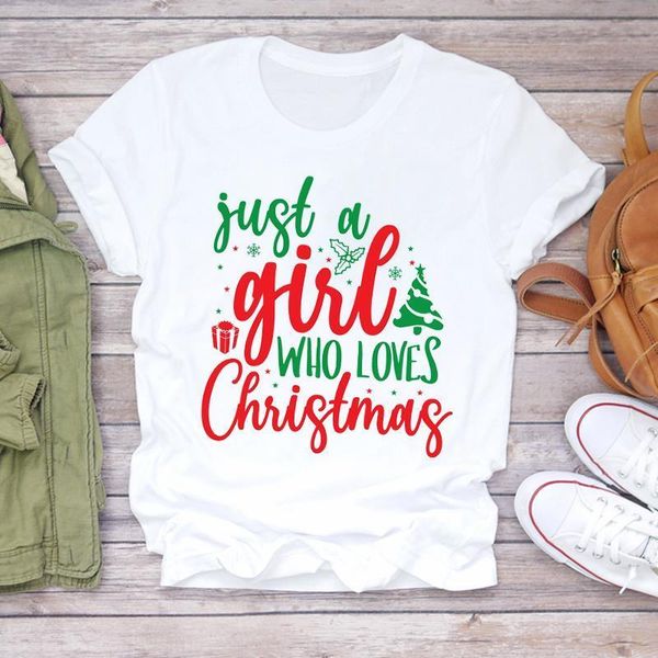 

women christmas clothing letter girl love 90s new year print lady t-shirts tshirt ladies graphic female tee t-shirt, White