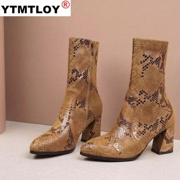 

2021women's ankle boots shoes women snake skin pattern boots ladies pointed toe ladies short plush female zipper shoes #zp7r, Black